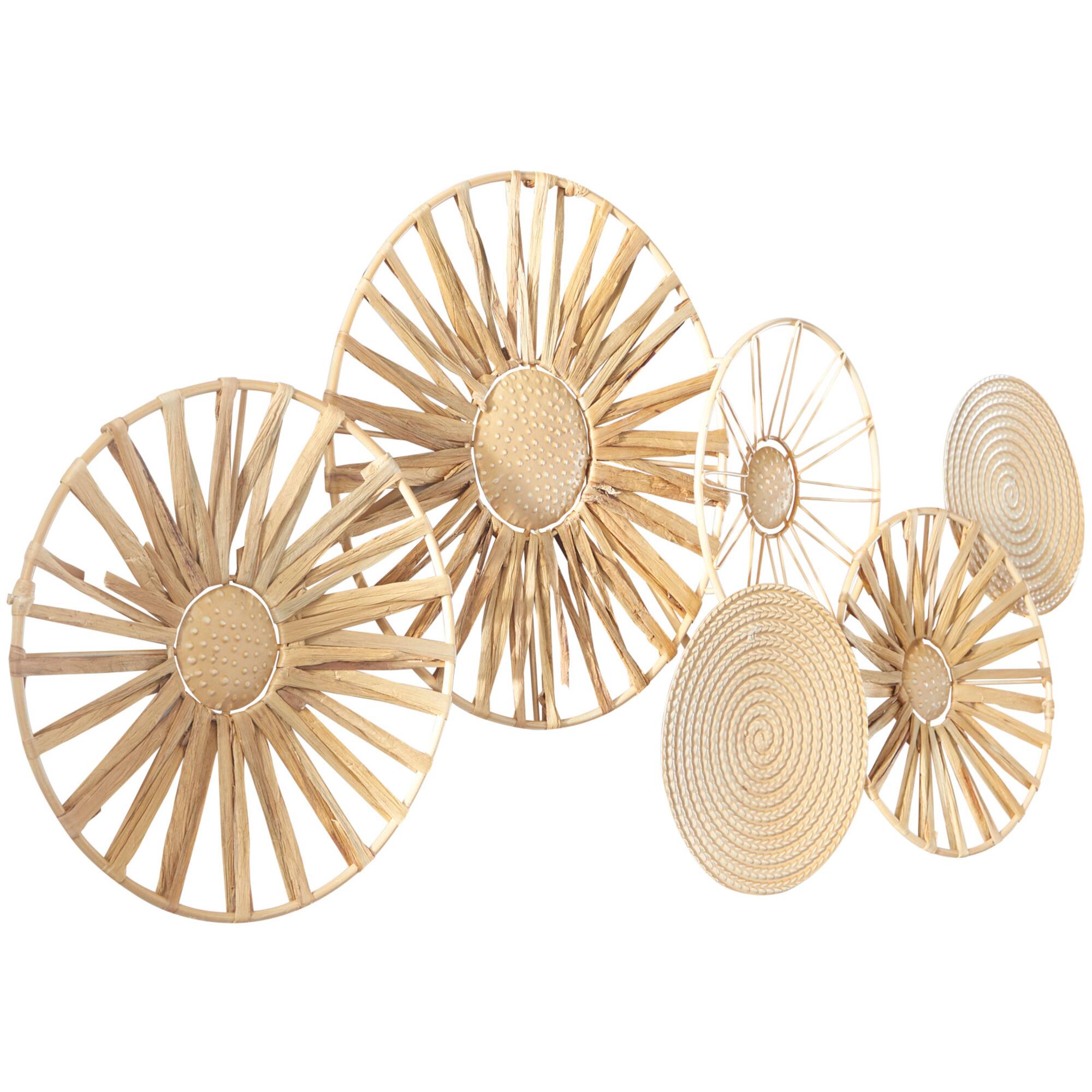 The Novogratz Brown Metal Plate Wall Decor with Textured Pattern 43" x 2" x 19"